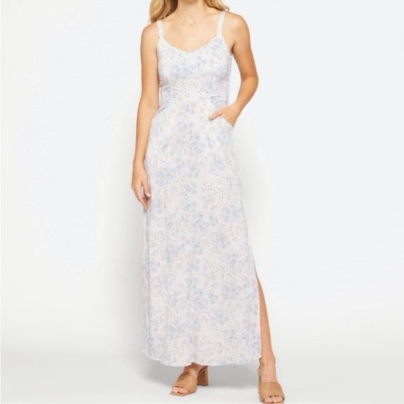 NWT 41 Hawthorn Printed Beatriz Maxi Dress with Pockets White Combo Size 2X - Picture 1 of 16